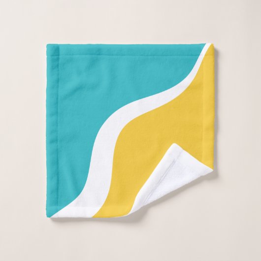 Simple Waves 3 - Turquoise en Geel Bad Handdoek (Wasdoekje)