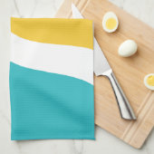 Simple Waves 3 - Turquoise en Geel Theedoek (Quarter Fold)