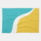 Simple Waves 3 - Turquoise en Geel Theedoek (Horizontaal)