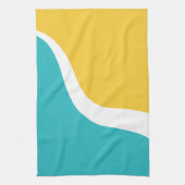 Simple Waves 3 - Turquoise en Geel Theedoek (Verticaal)