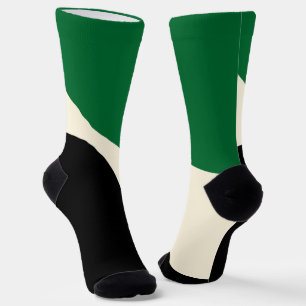 Simple Waves 4 in groen, crème en zwart Sokken