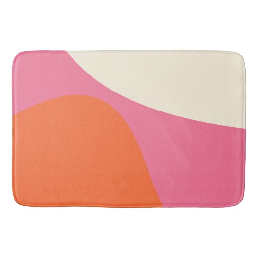 Simple Waves 4 in roze, Sinaasappel en crème Badmat (Voorkant)