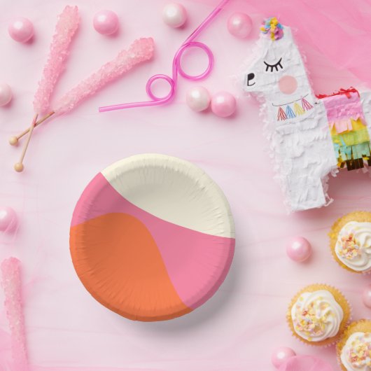 Simple Waves 4 in roze, Sinaasappel en crème Papieren Kommen (Feest)