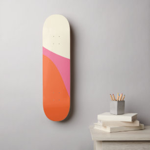 Simple Waves 4 in roze, Sinaasappel en crème Skateboard