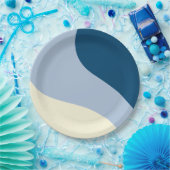 Simple Waves - Donkerblauw, Lichtblauw en Crème Papieren Bordje (Feest)