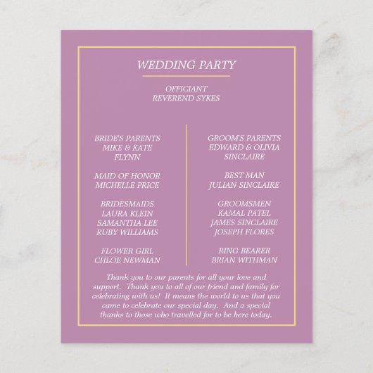 Simple WE DO Wedding Program (Achterkant)