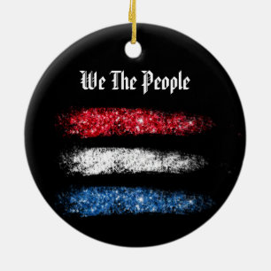 *~* Simple WE THE PEOPLE - American Flag Modern Keramisch Ornament
