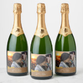 Simple Wedding Photo Wine Label - Personalized Sparkling Wijnetiket (Flessen)