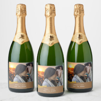Simple Wedding Photo Wine Label  - Personalized Sparkling Wijnetiket