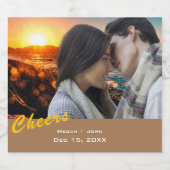 Simple Wedding Photo Wine Label - Personalized Sparkling Wijnetiket (Enkel label)