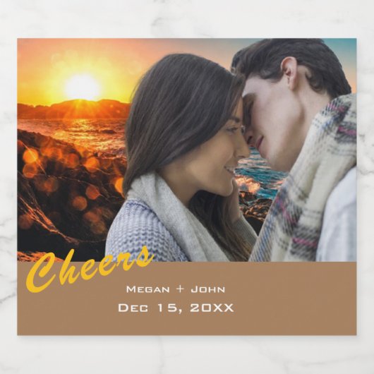 Simple Wedding Photo Wine Label  - Personalized Sparkling Wijnetiket (Enkel label)