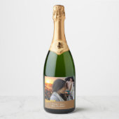 Simple Wedding Photo Wine Label - Personalized Sparkling Wijnetiket (Voorkant)
