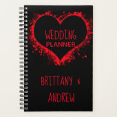 Simple Wedding planner Noir Rouge Coeurs joints (Devant)