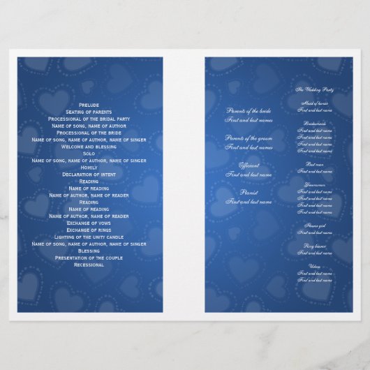 Simple Wedding Program Tandem Bike Blue (Achterkant)