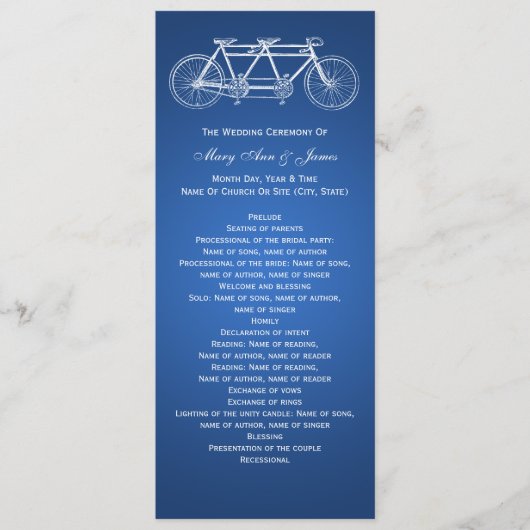 Simple Wedding Program Tandem Bike Blue Programma (Voorkant)