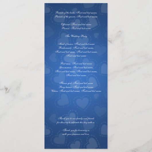 Simple Wedding Program Tandem Bike Blue Programma (Achterkant)