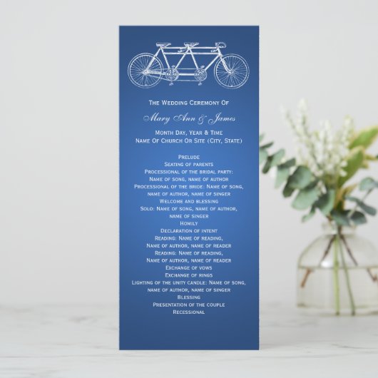 Simple Wedding Program Tandem Bike Blue Programma (Staand voorkant)