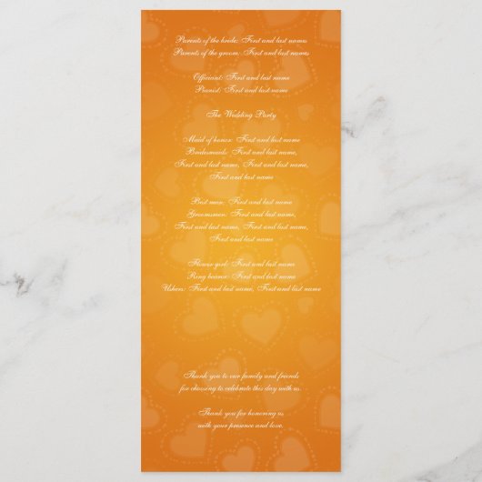 Simple Wedding Program Tandem Bike Sinaasappel Programma (Achterkant)