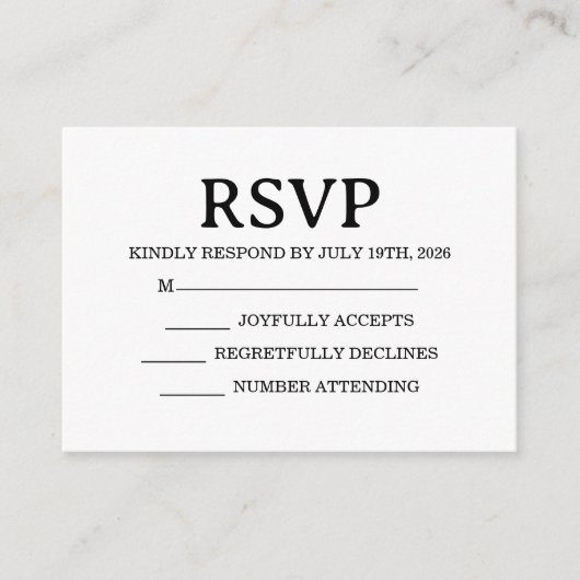 Simple Wedding RSVP Enclosure Card Informatiekaartje (Voorkant)