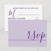 Simple Wedding RSVP Paars Lila (Voorkant / Achterkant)