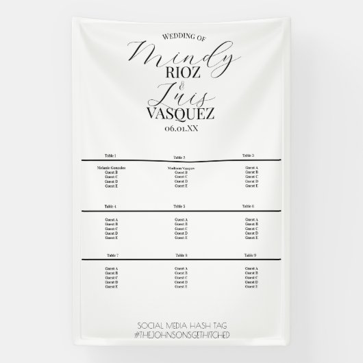 Simple Wedding Script Black Menu Spandoek (Verticaal)