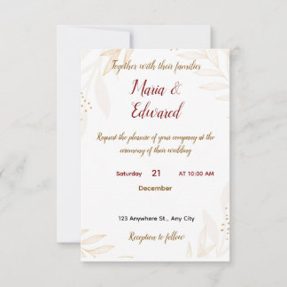 Simple Weeding Invitation Bedankkaart