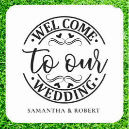 SIMPLE WELCOME WEDDING  VIERKANTE KARTONNEN ONDERZETTER