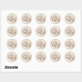 Simple Western Horseshoe Wedding Monogram Ronde Sticker (Vel)