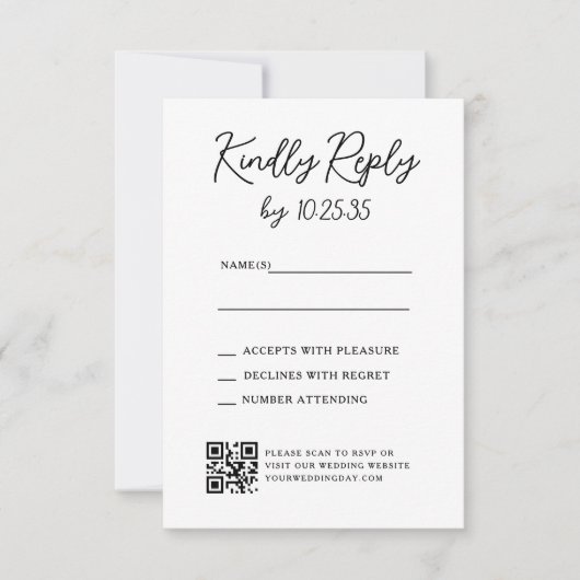 Simple Whimsical Handwritten Wedding RSVP Reply (Devant)