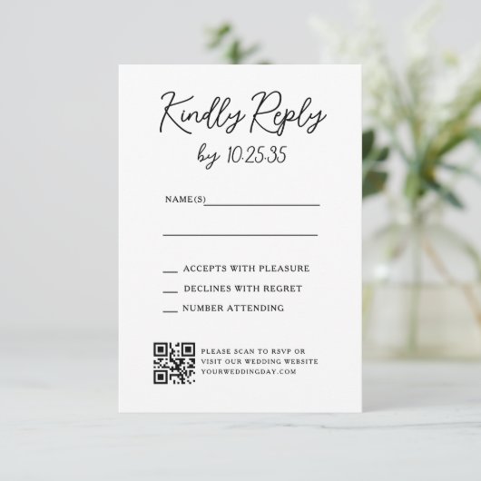 Simple Whimsical Handwritten Wedding RSVP Reply (Debout devant)