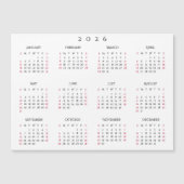 Simple White 2026 Yearly Full Year Calendar Magnet (Devant)
