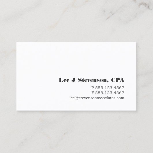 Simple White Accountant-Visitekaartje Visitekaartje (Voorkant)