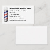 Simple White Barbers Pole Barbershop Business Card Visitekaartje (Voorkant / Achterkant)
