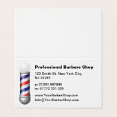 Simple White Barbers Pole Barbershop Business Card Visitekaartjes (Buitenkant ongevouwen)