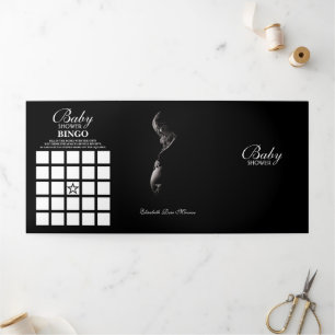 Simple White & Black Baby shower Suite Drieluik Uitnodiging