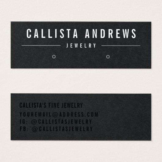 Simple White Black Earring Display Kaart (Voorkant /achterkant)