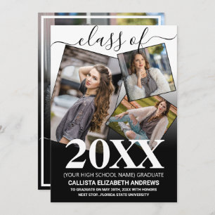 Simple White Black Ombre Afstuderen Foto Collage Aankondiging