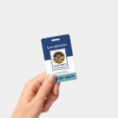 Simple White Blue Layers Sjabloon HR Badge (Handheld)