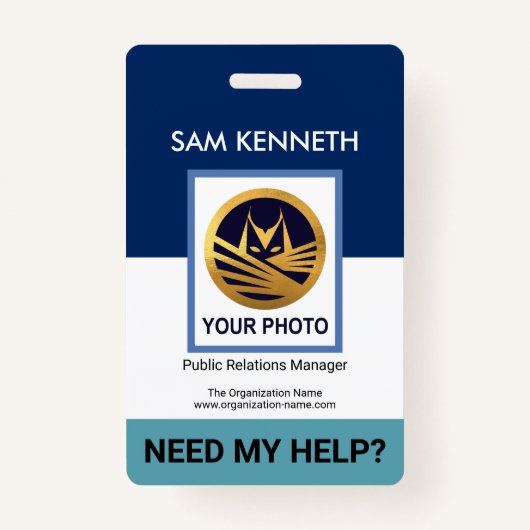 Simple White Blue Layers Sjabloon HR Badge (Voorkant)