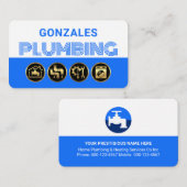 Simple White Blue Water Plumbing Visitekaartje (Voorkant / Achterkant)