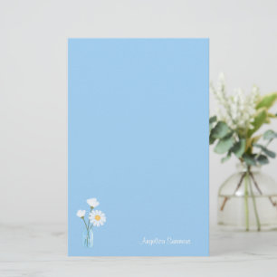 Simple White Daisies Mason Jar Hearts Bouquet Briefpapier