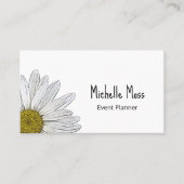 Simple White Daisy Botanical Grey Carte de visite (Devant)
