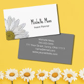 Simple White Daisy Botanical Grey Carte de visite