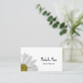 Simple White Daisy Botanical Grey Visitekaartje (Staand voorkant)