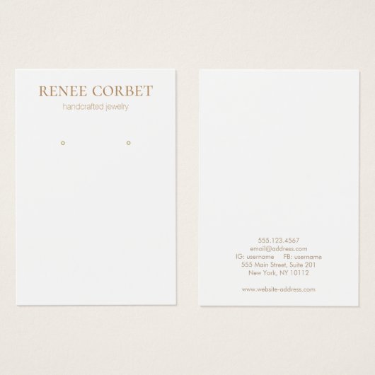 Simple White Earring Display Card (Devant & derrière)