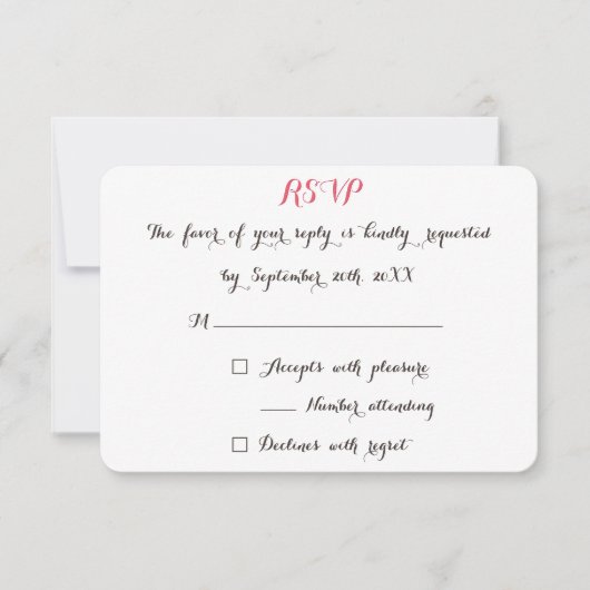 Simple White Elegant Typography Wedding Reply RSVP Kaartje (Voorkant)