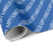 Simple White en Blue Happy Hanukkah Script Cadeaupapier (Rol Hoek)