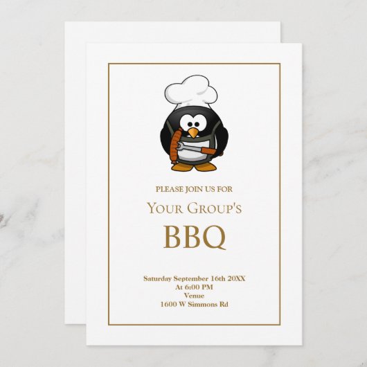 Simple White Funny BBQ Party Invitation (Devant / Derrière)