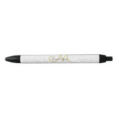 Simple White Gold Black Elegant Weddenschap Monogr Zwarte Inkt Pen (Voorkant)