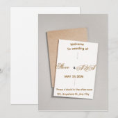 Simple White & Gold Wedding Invitation (Devant / Derrière)